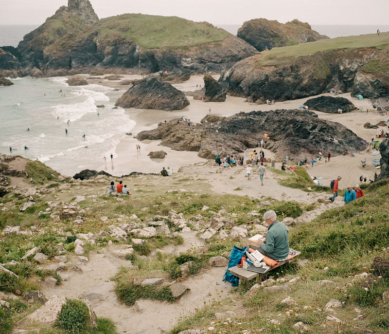 Artist Sitting On Bench Painting